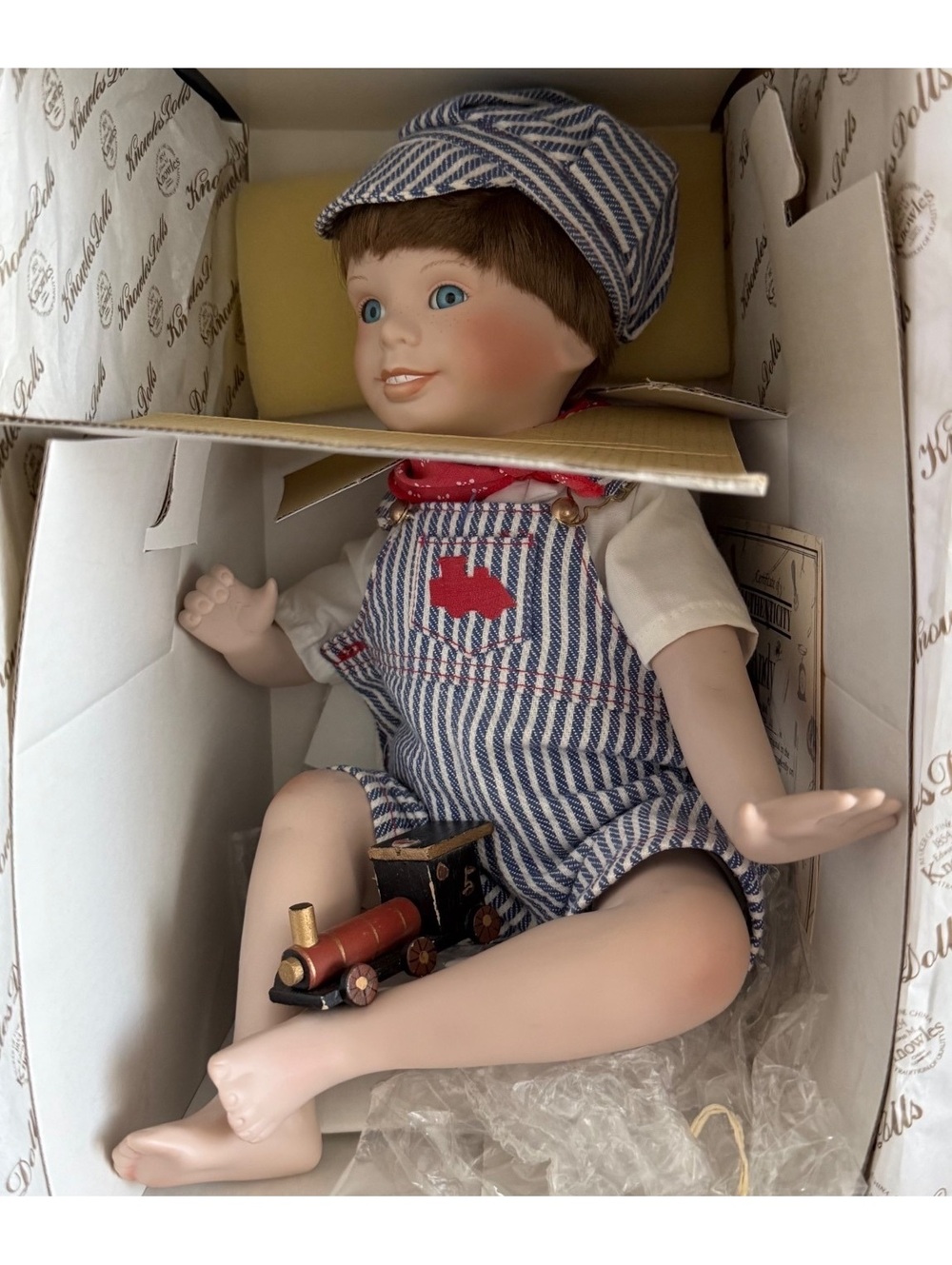 Vintage 1990 Ashton Drake Andy The Engineer Doll Knowles Fine China Box COA
